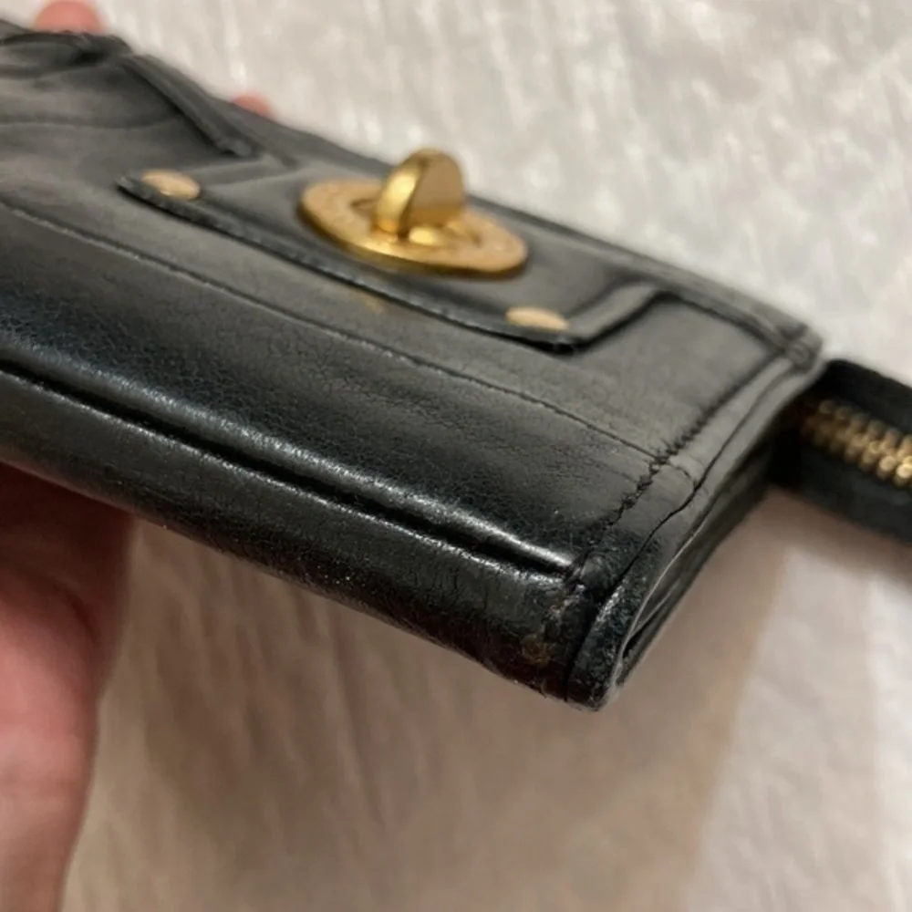 Marc by Marc Jacobs black leather turnlock wallet pouch
